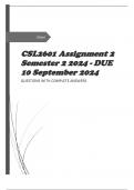 CSL2601 Assignment 2 (COMPLETE ANSWERS) Semester 2 2024 - DUE 10 September 2024 Course Constitutional Law (CSL2601) Institution University Of South Africa (Unisa) Book South African Constitutional Law in Context