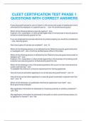 CLEET CERTIFICATION TEST PHASE 1 QUESTIONS WITH CORRECT ANSWERS