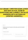 ACI GRADE 1 WRITTEN EXAM LATEST 2024-2025 ACTUAL EXAM 50 QUESTIONS AND CORRECT DETAILED ANSWERS WITH RATIONALES (VERIFIED ANSWERS) 