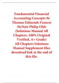 Solutions Manual for Fundamental Financial Accounting Concepts 9th Edition By Thomas Edmonds Frances McNair Philip Olds (All Chapters, 100% Original Verified, A+ Grade)