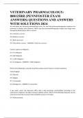 VETERINARY PHARMACOLOGY: 088125RR (PENNFOSTER EXAM ANSWERS) QUESTIONS AND ANSWERS WITH SOLUTIONS 2024