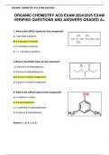 ORGANIC CHEMISTRY ACS EXAM 2024/2025 EXAM VERIFIED QUESTIONS AND ANSWERS GRADED A+