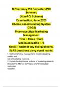 B.Pharmacy VIII Semester (PCI Scheme)/ (Non-PCI Scheme) Examination, June 2020 Choice Based Grading System (CBGS) Pharmaceutical Marketing Management Time : Three Hours Maximum Marks : 75 Note: i) Attempt any five questions. ii) All questions carry equal 