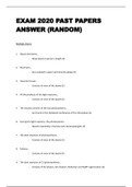 EXAM 2020 PAST PAPERS ANSWER (RANDOM) Multiple choice