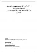 Uitwerking examen B1-K1-W1 (Inventariseert de ondersteuningsvragen van de cliënt) (module methodisch begeleiden) - MBO Zaak