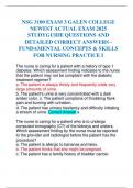 NSG 3100 EXAM 3 GALEN COLLEGE NEWEST ACTUAL EXAM 2025 STUDYGUIDE QUESTIONS AND DETAILED CORRECT ANSWERS - FUNDAMENTAL CONCEPTS & SKILLS FOR NURSING PRACTICE I