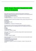 RHIA Exam Review Questions with Correct Answers