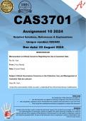 CAS3701 Assignment 10 COMPLETE ANSWERS) 2024 - DUE 26 August 2024