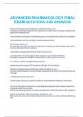 ADVANCE PHARMACOLOGY FINAL EXAM REVIEW QUESTIONS AND ANSWERS