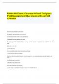 Pesticide Exam Ornamental and Turfgrass Pest Management Questions with correct Answers.