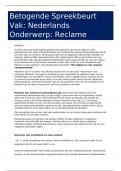 Betogende Presentatie 5 HAVO  Onderwerp: Reclame   CIJFER 7,8