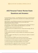 ACE Personal Trainer Review Exam Questions and Answers