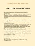 ACE PT Exam Questions and Answers