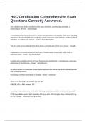 HUC Certification Comprehensive Exam Questions Correctly Answered.