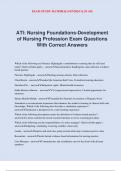 ATI: Nursing Foundations-Development of Nursing Profession Exam Questions With Correct Answers