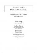 Solution Manual For Beginning Algebra 9th Edition by John Tobey, Jeffrey Slater, Jenny Crawford, Jamie Blair