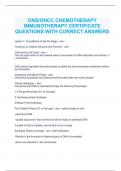 ONS/ONCC CHEMOTHERAPY IMMUNOTHERAPY CERTIFICATE QUESTIONS WITH CORRECT ANSWERS