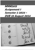 MNM2615 Assignment 1 (COMPLETE ANSWERS) Semester 2 2024 - DUE 23 August Course Marketing in Africa (MNM2615) Institution University Of South Africa Book Marketing in Africa