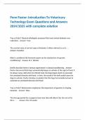 Penn Foster: Introduction To Veterinary Technology Exam Questions and Answers 2024/2025 with complete solution