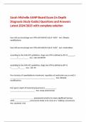 Sarah Michelle AANP Board Exam (In Depth Diagnosis Study Guide) Questions and Answers Latest 2024/2025 with complete solution