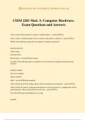 CISM 2201 Mod. 3: Computer Hardware. Exam Questions and Answers