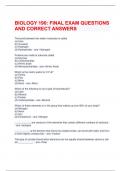 BIOLOGY 190L FINAL EXAM QUESTIONS AND CORRECT ANSWERS