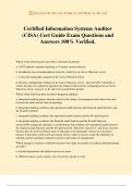 Certified Information Systems Auditor (CISA) Cert Guide Exam Questions and Answers 100% Verified.