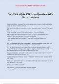 Duty Ethics Quiz 8/31 Exam Questions With Correct Answers