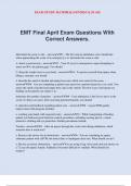 EMT Final April Exam Questions With Correct Answers.