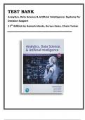 Test Bank For Analytics, Data Science & Artificial Intelligence: Systems for Decision Support, 11th Edition, Ramesh Sharda, Dursun Delen, Efraim Turban,9780135192016