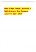 Med Surge ExaM 1 Version 2 With Questin And Correct  Answers 2024-2025 Intervention torsades de pointes - correct answer-defibrillate (no pulse) Medications for Torsades de Pointes - correct answer-magnesium medications for sinus bradycardia - correct ans