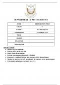 Test (elaborations) Mathematics