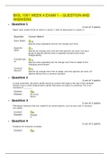 BIOL 1001 WEEK 4 EXAM 1 – QUESTION AND ANSWERS