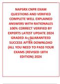 NAPSRX CNPR EXAM  QUESTIONS AND VERIFIED  COMPLETE WELL EXPLAINED ANSWERS WITH RATIONALES  100% CORRECT VERIFIED BY EXPERTS LATEST UPDATE 2024 GRADED A+ GUARANTEED SUCCESS AFTER DOWNLOAD (ALL YOU NEED TO PASS YOUR EXAMS (REVISED 18TH EDITION) 2024