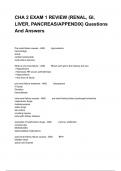 CHA 2 EXAM 1 REVIEW (RENAL, GI, LIVER, PANCREAS/APPENDIX) Questions And Answers