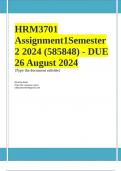 HRM3701 Assignment 1 COMPLETE ANSWERS) Semester 2 2024 (585848) - DUE 26 August 2024 ; 100% TRUSTED Complete, trusted solutions and explanations. Ensure your success with us.. 