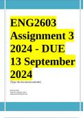 ENG2603 Assignment 3 (COMPLETE ANSWERS) 2024 - DUE 13 September 2024 ;100% TRUSTED workings, explanations and solutions. 