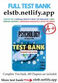 Test Bank for Discovering Psychology 4th Edition Cacioppo Complete Verified Questions and Answers Latest Update