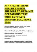 ATP 4-02.46 ARMY HEALTH SYSTEM SUPPORT TO DETAINEE OPERATIONS TEST WITH COMPLETE SOLUTIONS