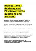 Biology 1161 - Anatomy and Physiology I(204 questions and answers).