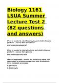 Biology 1161 LSUA Summer Lecture Test 2 (82 questions and answers).