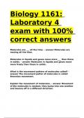 Biology 1161 Laboratory 4 exam with 100- correct answers.