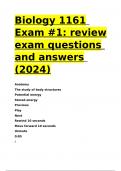 Biology 1161 Exam -1 review exam questions and answers (2024)