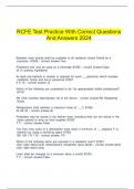    RCFE Test Practice With Correct Questions And Answers 2024