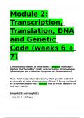 Module 2 Transcription, Translation, DNA and Genetic Code (weeks 6 + 7).