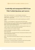 Leadership and management HESI Exam With Verified Questions and Answers