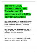 Biology- DNA, Transcription, and Translation(45 questions with 100- correct answers).