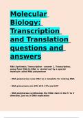 Molecular Biology Transcription and Translation questions and answers