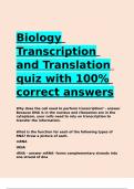 Biology Transcription and Translation quiz with 100- correct answers