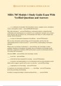 MHA 705 Module 1 Study Guide Exam With Verified Questions and Answers